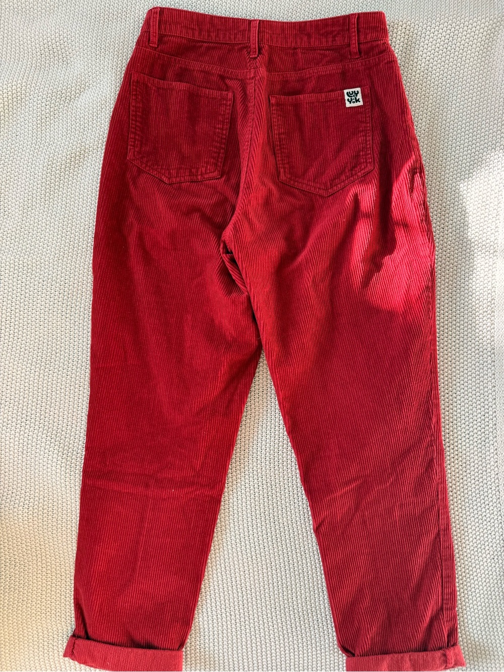 Lucy & Yak Red Corduroy High-Waist Trousers